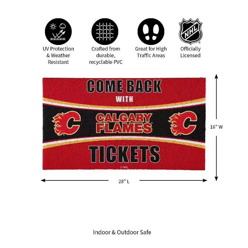 Evergreen Come Back with Tickets Calgary Flames 28 x 16 Woven PVC Indoor Outdoor Doormat