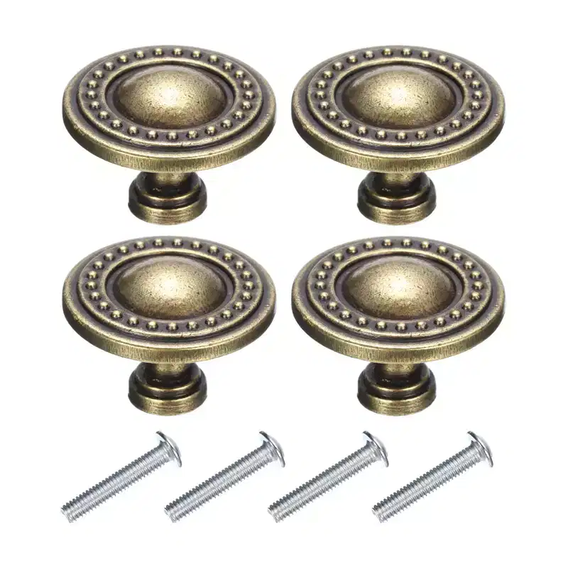 Unique Bargains Zinc Alloy Ring Patterns Drawer Knobs with Screws for Dresser Furniture 4 Sets