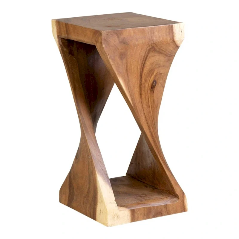 Natural Wood Sculpted End Table by East at Main