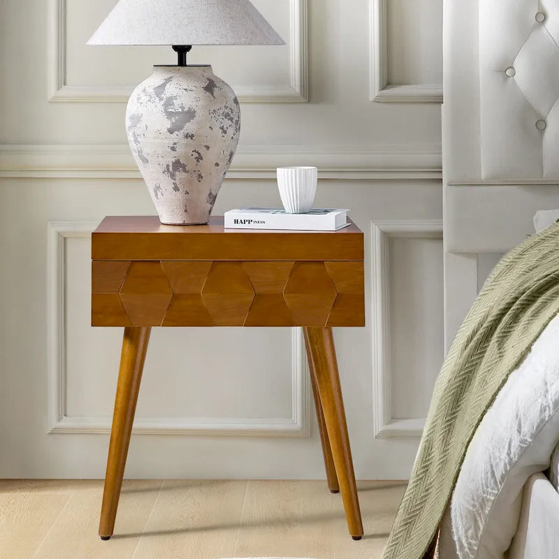 Mid-Century Modern End Table with Charging Station