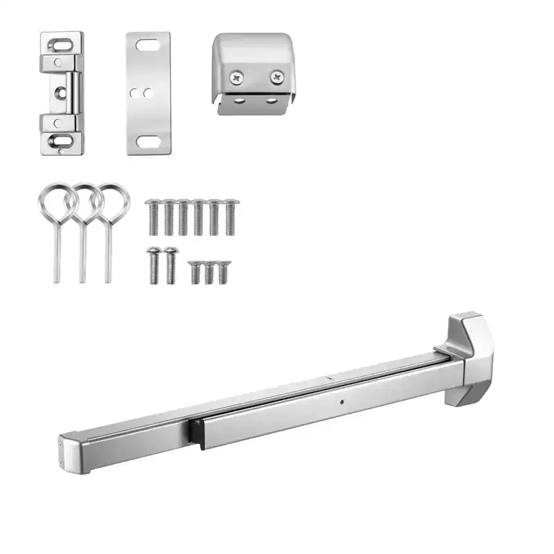 VEVOR Push Bar Panic Exit Device, 31 Stainless Steel Commercial Panic Bar for Exit Doors, with Dual Locking Bolt and Sticker, Silver