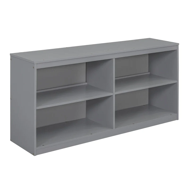 Gray Full Size Solid Wood Loft Bed with Retractable Desk and Drawers