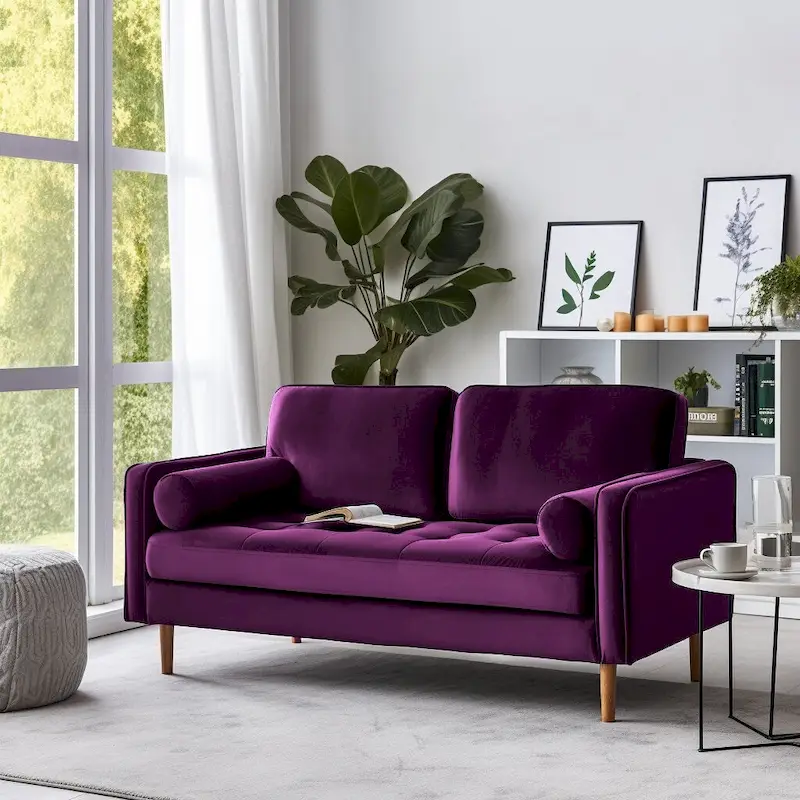 Banavos 58 Velvet Square Arm Loveseat
