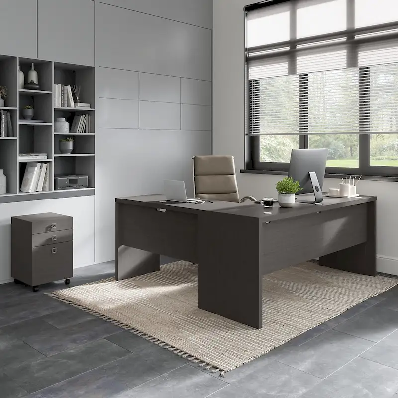 72W L Shaped Computer Desk with 3 Drawer Mobile File Cabinet