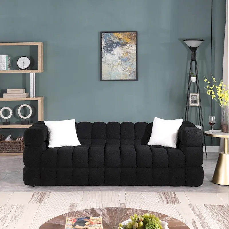 Modern 84.3 Boucle 3-Seater Sofa with Pillows