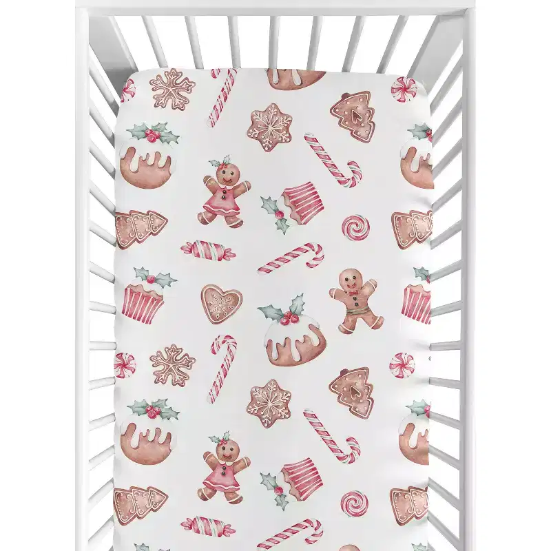Sweet Jojo Designs Boy, Girl, Unisex/Gender Neutral Baby Fitted Crib Sheet Christmas Holiday Treats