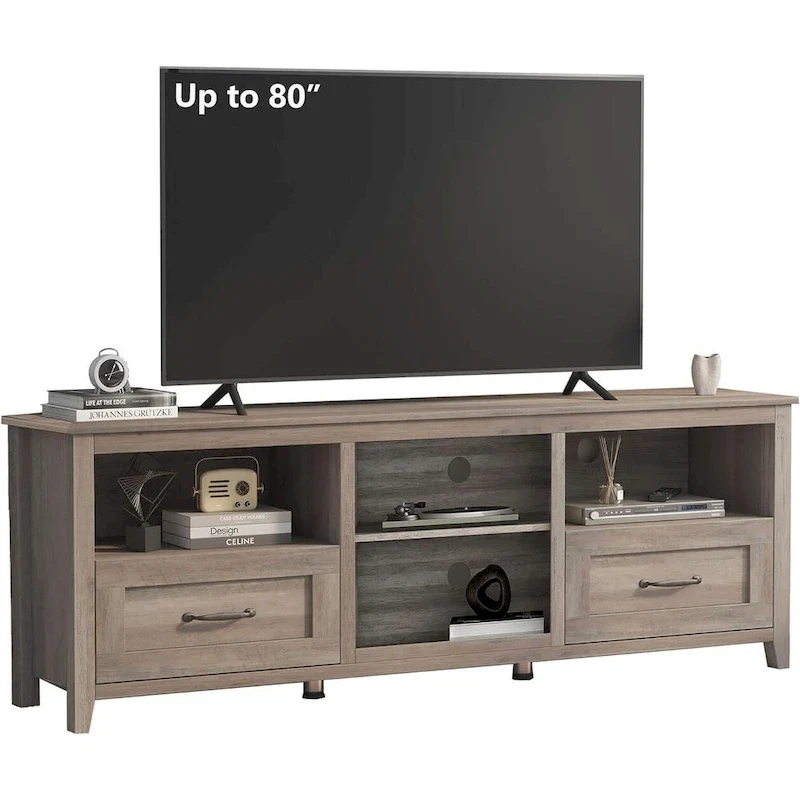 Grey TV Stand with Storage Drawers Cable Management for 65/75 inch TV - M