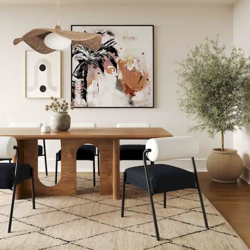 Walnut Rectangular Dining Table with Arched Base Walnut