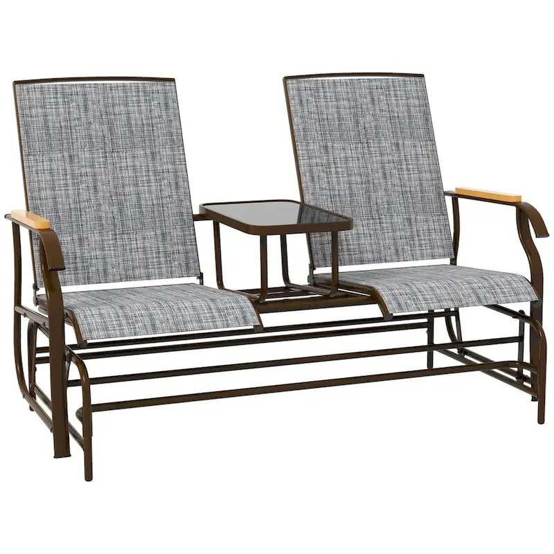 2 Person Outdoor Glider Bench, Patio Swing Glider Chair Loveseat