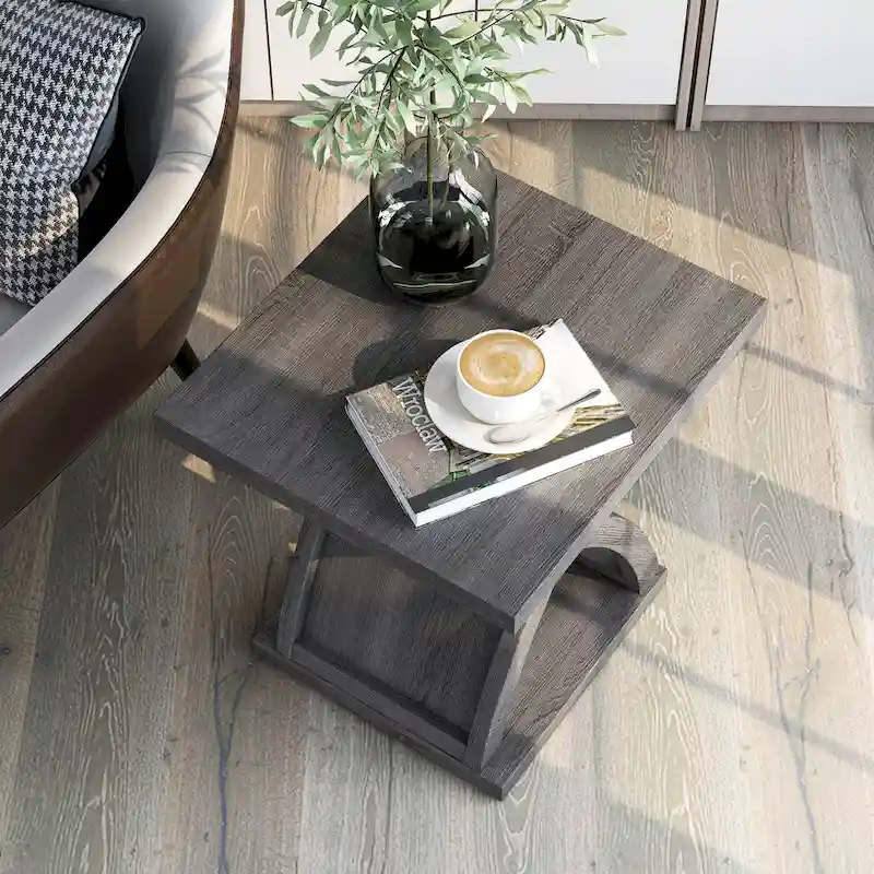 DH BASIC Transitional Distressed Grey 22-inch 1-Shelf End Table by Denhour