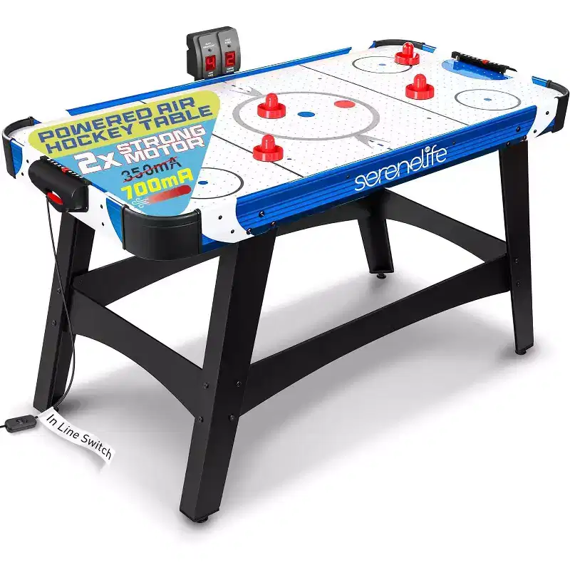 SereneLife 54 Air Hockey Table SLARHKY54 with LED Scoreboard, 2 Pucks & 2 Pushers