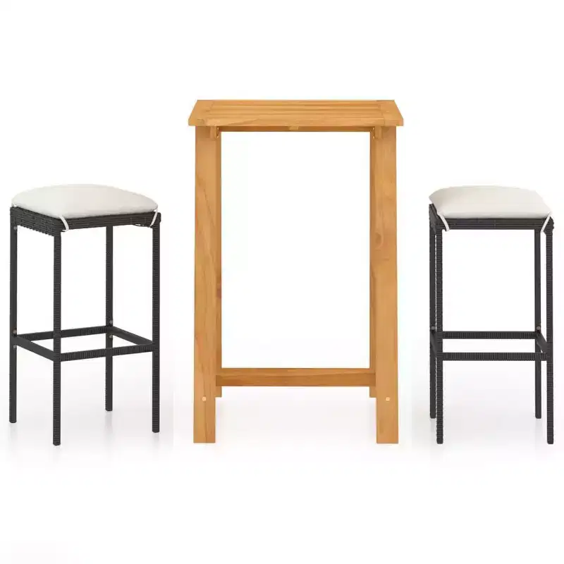 vidaXL Patio Bar Set Bar Table and Stools Patio Furniture Set with Cushions