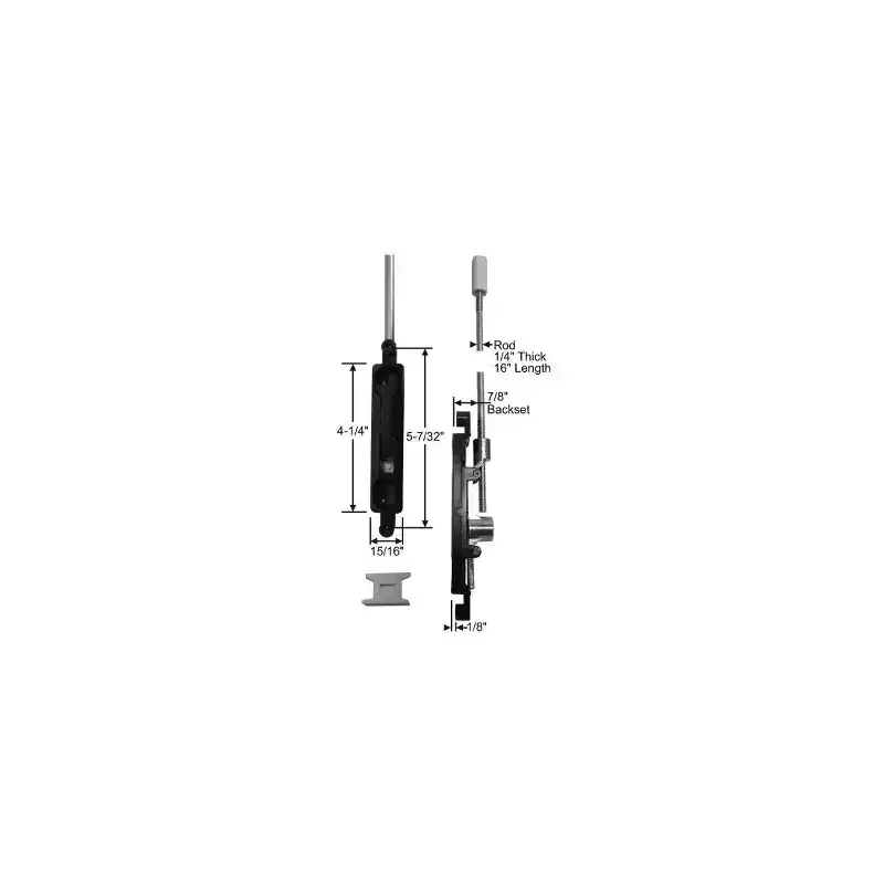 Brixwell Mortise Flush Bolt, 16 Rod Length, 7/8 Extension, 3/4 Backset, Included Nylon Keeper and Fasteners, Aluminum Finish