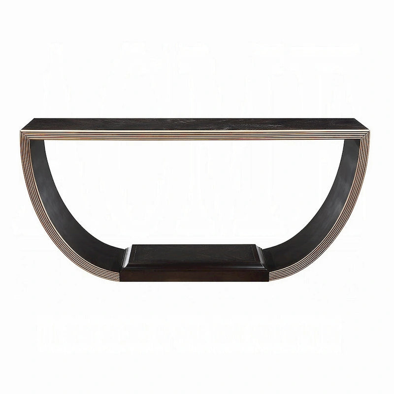 Half Moon Console Table, Black & Gold Finish, 70 Inch