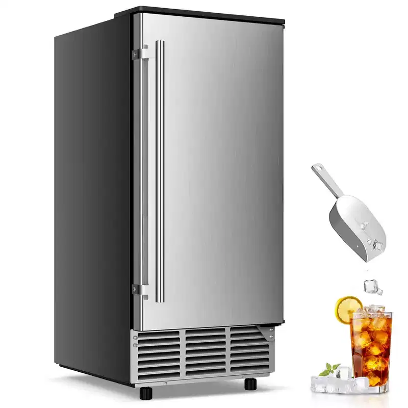Hooure Under Counter Commercial Ice Maker - 120LBS/24H Production, 30LBS Storage Bucket, Reversible Door