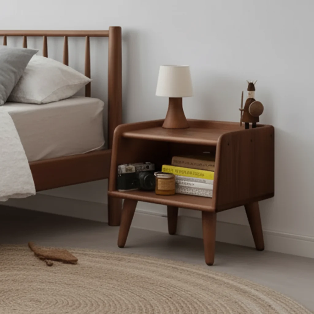 Square Bedside Table with Open Storage 鈥?16Hx16Wx14D, MDF, High Gloss Finish