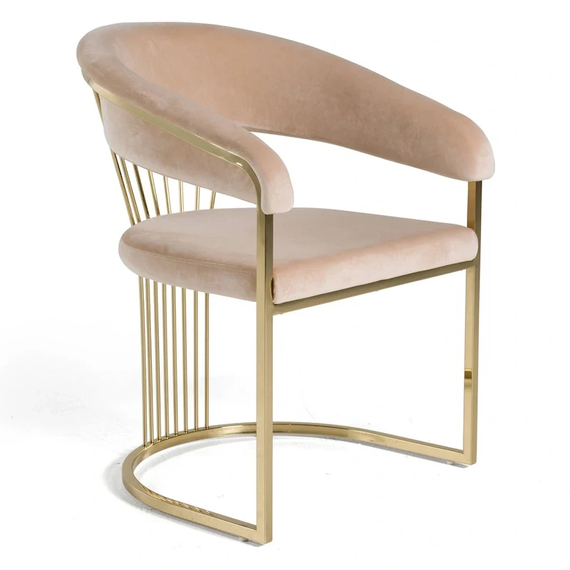 Modrest Linda Modern Beige Velvet and Gold Dining Chair