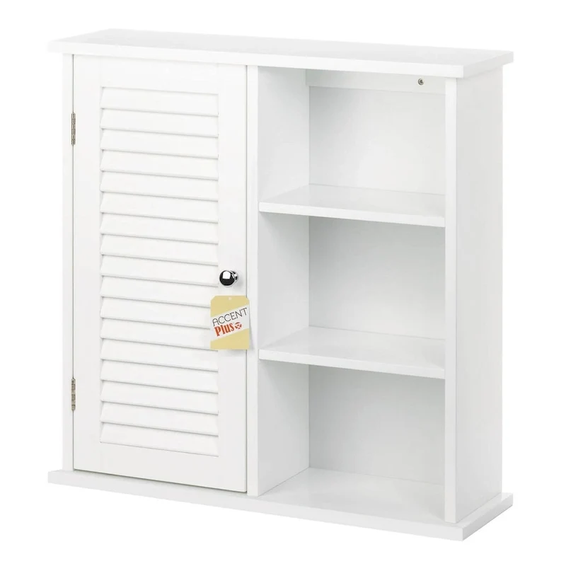 26.75 White Contemporary Wall Cabinet with Shelves