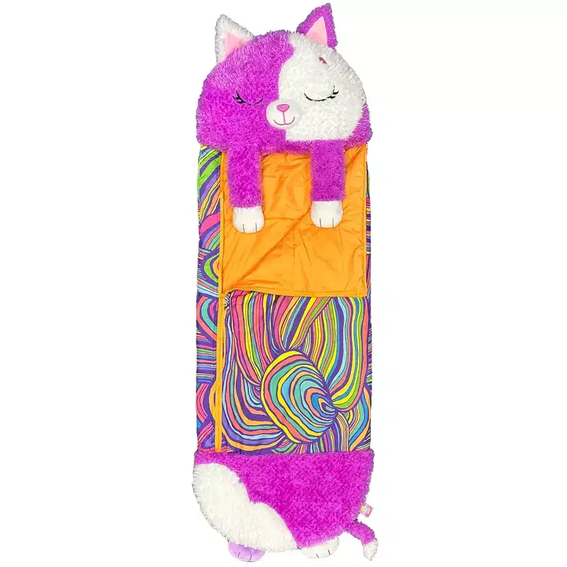 Happy Nappers: S4 Pillow & Sleepy Sack: Medium - Purple & White Cat - 54x20