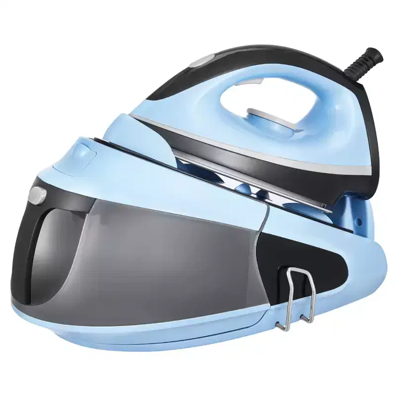 VEVOR Steam Station, 1700W Steam Iron for Clothes with 1.8L Large Capacity Water Tank, Aluminum Alloy + Ceramic Glaze Soleplate,4 Settings,Black&Blue