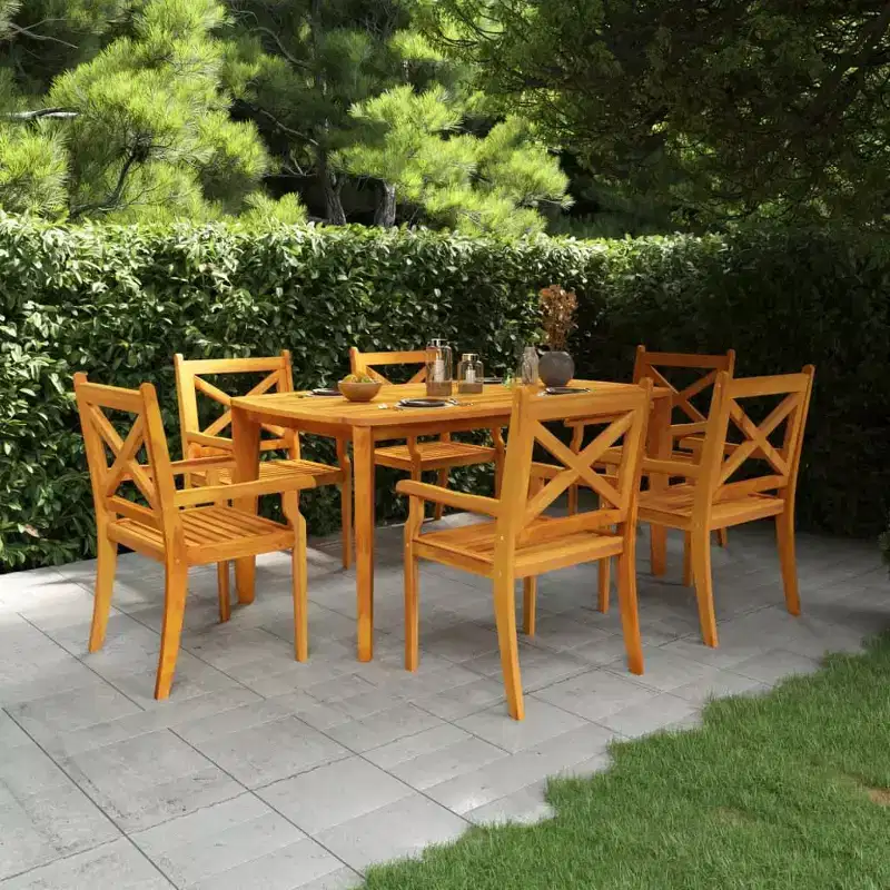 vidaXL Patio Table Patio Furniture Rectangular Garden Table Solid Wood Acacia