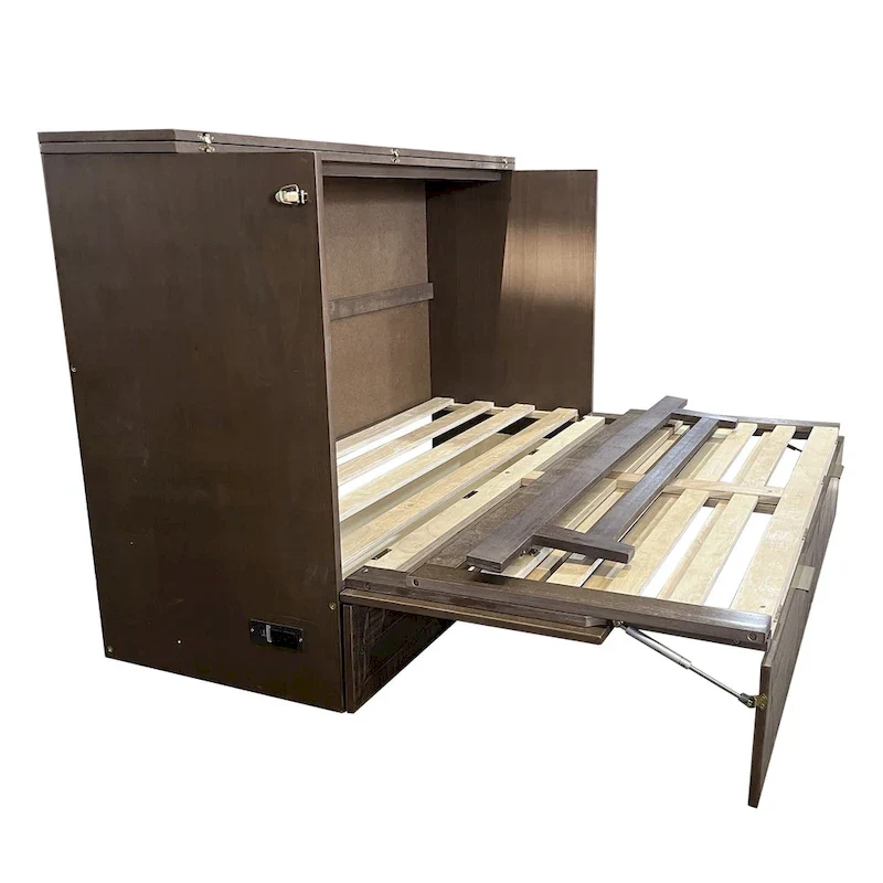 Farmhouse Style Full Size Cabinet Murphy Bed with Charging Station and Large Storage Drawer