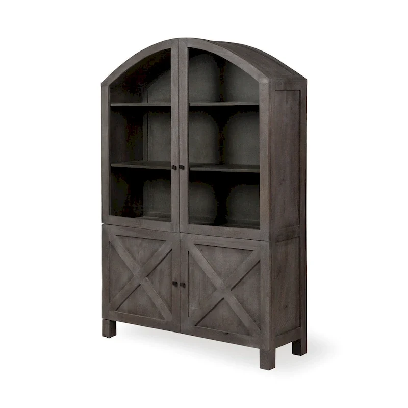 Barrett Dark Grey Solid Wood Display Cabinet