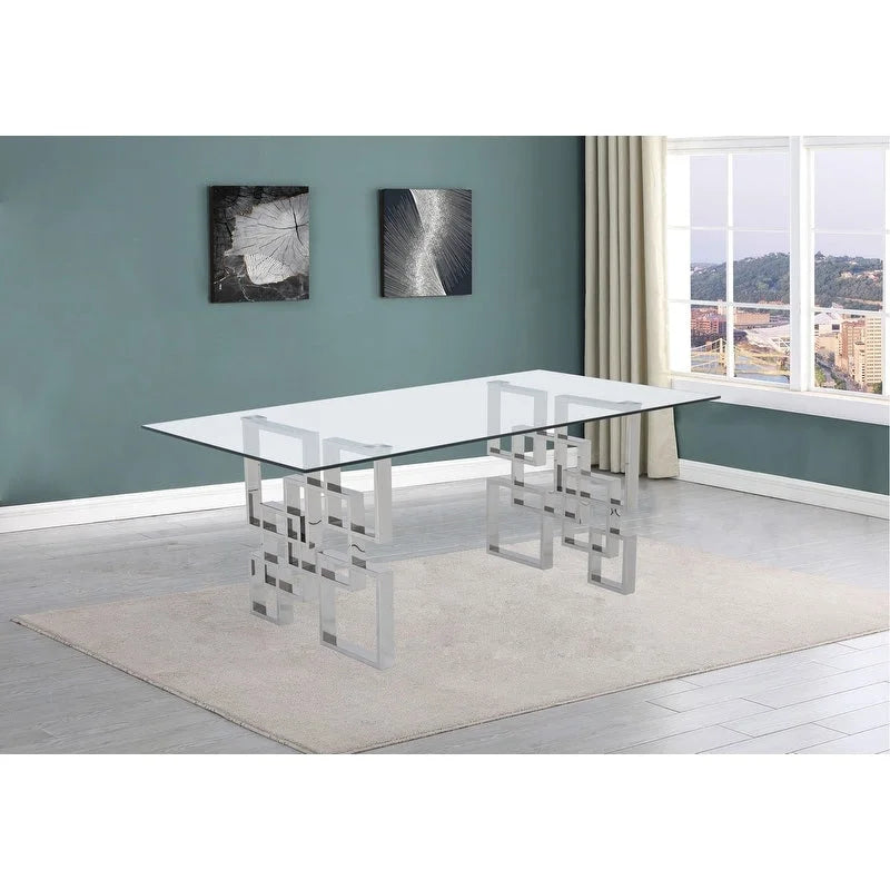 Best Quality Furniture Tempered Glass Dining Table Stainless Steel