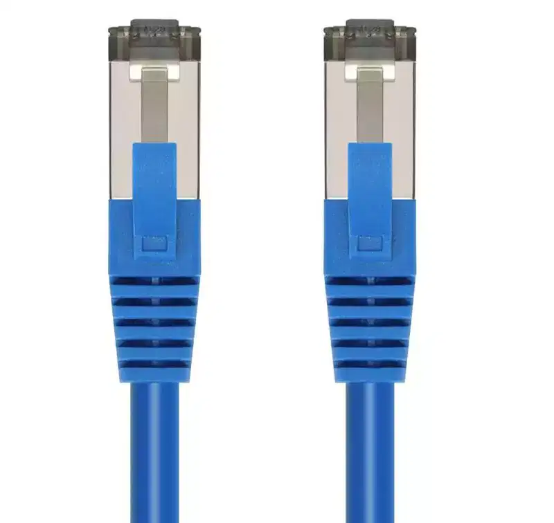 Monoprice Cat8 Patch Cable - 7 Feet - Blue | Double Shielded (S/FTP), 28AWG, 2GHz, 40G, Pure Bare Copper, Snagless RJ45, Ethernet Cable