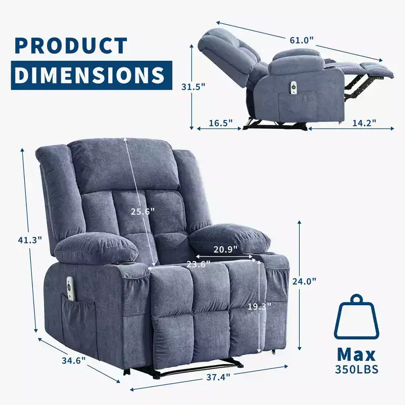 Massage Rocker Recliner Chair with Vibration Massage and Heat, Ergonomic Lounge Chair for Living Room with Side Pocket and Cup Holders