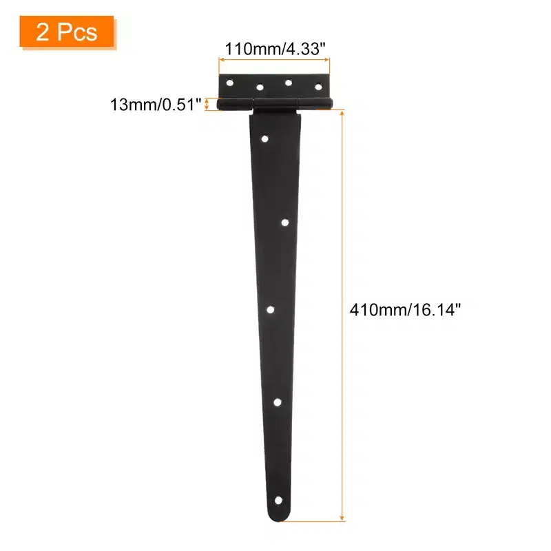 Unique Bargains Rustproof Durable Fence Yard Door T-Strap Door Hinges 2 Pcs