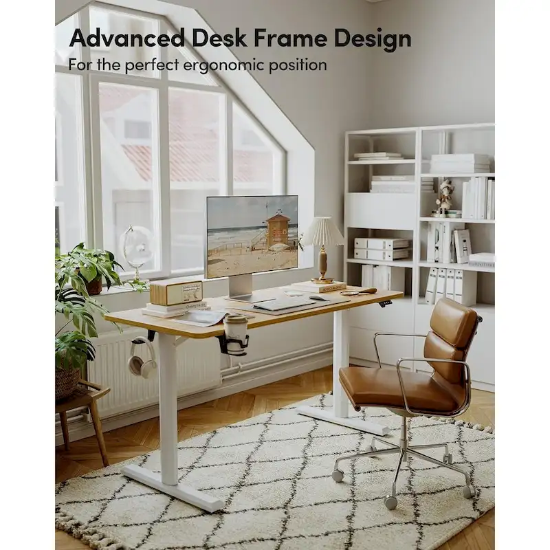 Electric Stand Up Height Adjustable Home Office Table, Sit Stand Desk with Splice Board